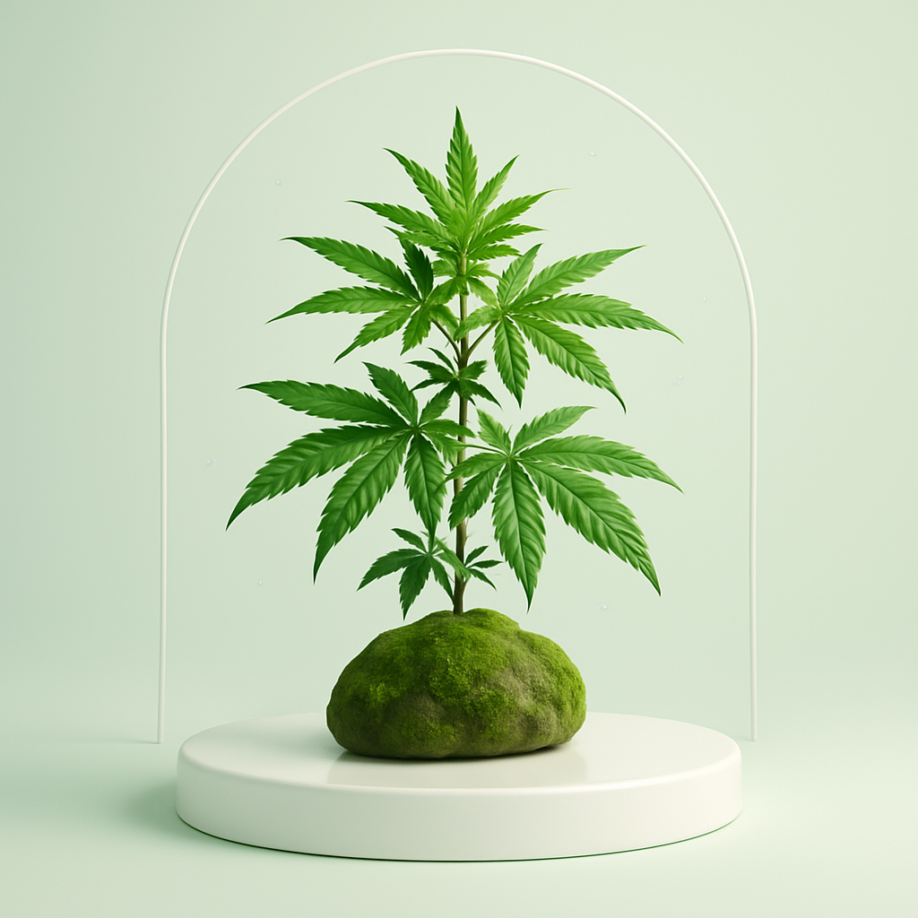 Plant de chanvre sur un socle